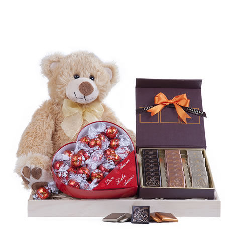 Floraqueen : Cadeaux d'amour / chocolats et 1 peluche